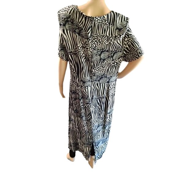 HBS Collection Plus Size 20W Zebra & Paisley Print Dress Shoulder Pads Back Slit - Picture 7 of 10